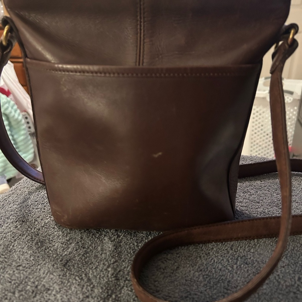 Coach Brown Messenger Bag with Polished Leather